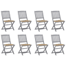 Cadeiras de exterior - Cadeiras de jardim dobráveis 8pcs c almofadões acácia maciça