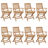 Cadeiras de jardim - Cadeiras de exterior dobráveis 8 pcs c almofadões acácia maciça