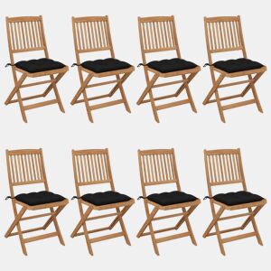 Cadeiras de jardim - Cadeiras de exterior dobráveis 8 pcs c almofadões acácia maciça