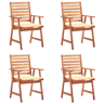 Cadeiras de jantar p jardim - Cadeiras de exterior 4 pcs c almofadões acácia maciça