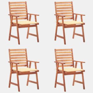 Cadeiras de jantar p jardim - Cadeiras de exterior 4 pcs c almofadões acácia maciça