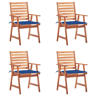 Cadeiras de jantar p jardim - Cadeiras de exterior 4 pcs c almofadões acácia maciça