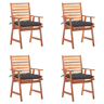 Cadeiras de jantar p jardim - Cadeiras de exterior 4 pcs c almofadões acácia maciça