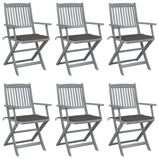 Cadeiras exterior - Cadeiras de jardim dobráveis c almofadões 6 pcs acácia maciça