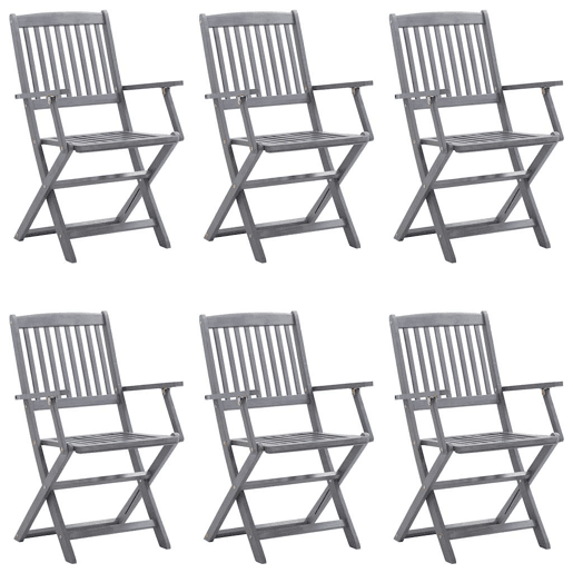 Cadeiras exterior - Cadeiras de jardim dobráveis c almofadões 6 pcs acácia maciça