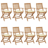 Cadeiras de jardim - Cadeiras de exterior dobráveis 8 pcs c almofadões acácia maciça