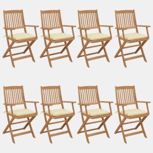 Cadeiras de jardim - Cadeiras de exterior dobráveis 8 pcs c almofadões acácia maciça