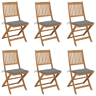 Cadeiras de jardim - Cadeiras de exterior dobráveis c almofadões 6 pcs acácia maciça