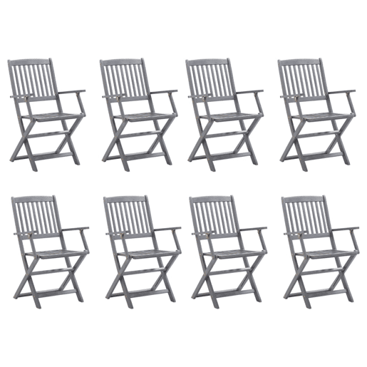 Cadeiras de exterior - Cadeiras de jardim dobráveis 8pcs c almofadões acácia maciça