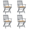 Cadeiras exterior - Cadeiras de jardim dobráveis c almofadões 4 pcs acácia maciça