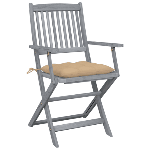 Cadeiras exterior - Cadeiras de jardim dobráveis c almofadões 4 pcs acácia maciça