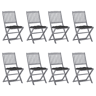 Cadeiras de exterior - Cadeiras de jardim dobráveis 8pcs c almofadões acácia maciça