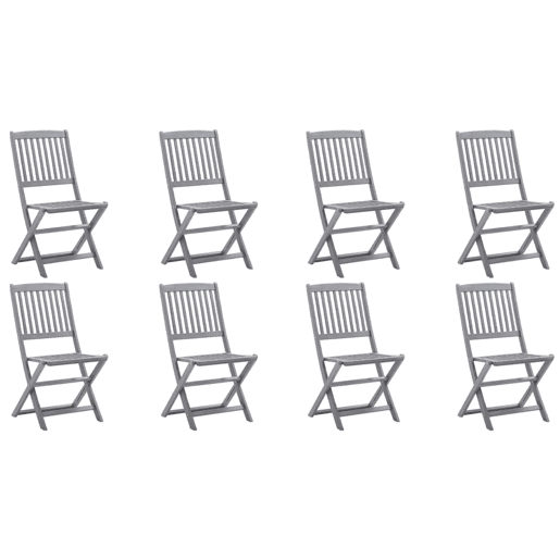 Cadeiras de exterior - Cadeiras de jardim dobráveis 8pcs c almofadões acácia maciça