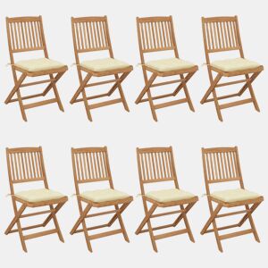 Cadeiras de jardim - Cadeiras de exterior dobráveis 8 pcs c almofadões acácia maciça
