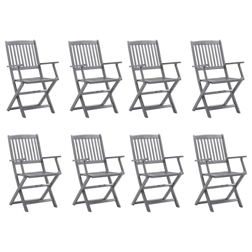 Cadeiras de exterior - Cadeiras de jardim dobráveis 8pcs c almofadões acácia maciça