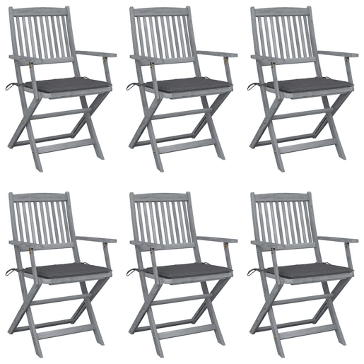 Cadeiras exterior - Cadeiras de jardim dobráveis c almofadões 6 pcs acácia maciça