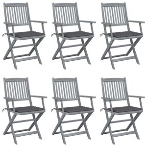 Cadeiras exterior - Cadeiras de jardim dobráveis c almofadões 6 pcs acácia maciça