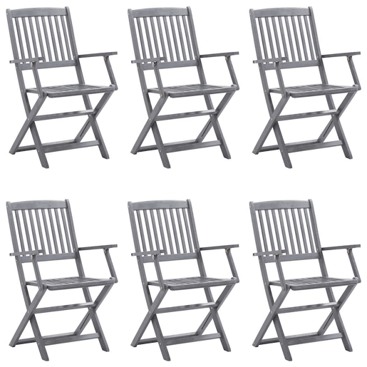 Cadeiras exterior - Cadeiras de jardim dobráveis c almofadões 6 pcs acácia maciça