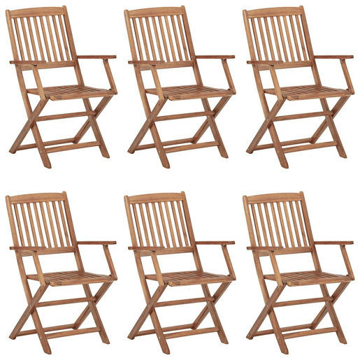 Cadeiras de jardim - Cadeiras de exterior dobráveis c almofadões 6 pcs acácia maciça