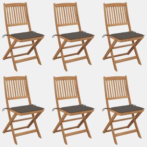 Cadeiras de jardim - Cadeiras de exterior dobráveis c almofadões 6 pcs acácia maciça