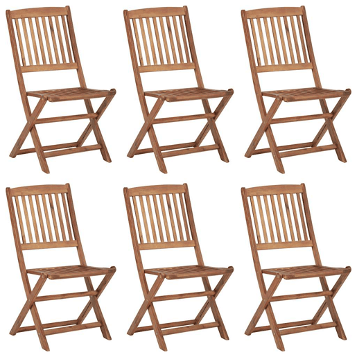 Cadeiras de jardim - Cadeiras de exterior dobráveis c almofadões 6 pcs acácia maciça