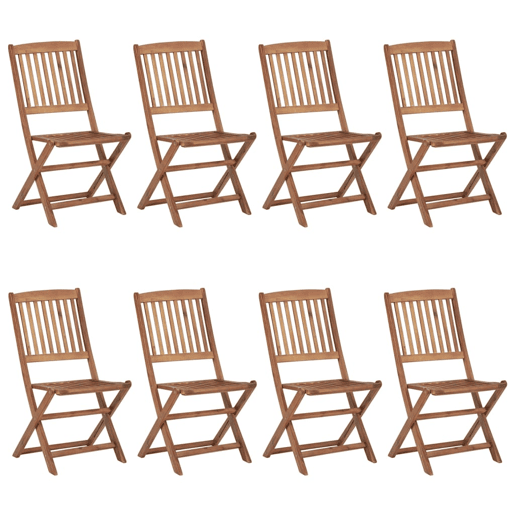 Cadeiras de jardim - Cadeiras de exterior dobráveis 8 pcs c almofadões acácia maciça
