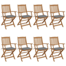 Cadeiras de jardim - Cadeiras de exterior dobráveis 8 pcs c almofadões acácia maciça