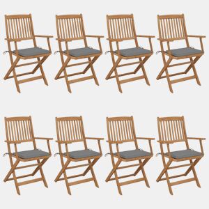 Cadeiras de jardim - Cadeiras de exterior dobráveis 8 pcs c almofadões acácia maciça