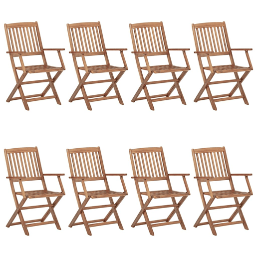 Cadeiras de jardim - Cadeiras de exterior dobráveis 8 pcs c almofadões acácia maciça