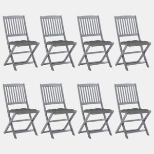 Cadeiras de exterior - Cadeiras de jardim dobráveis 8pcs c almofadões acácia maciça