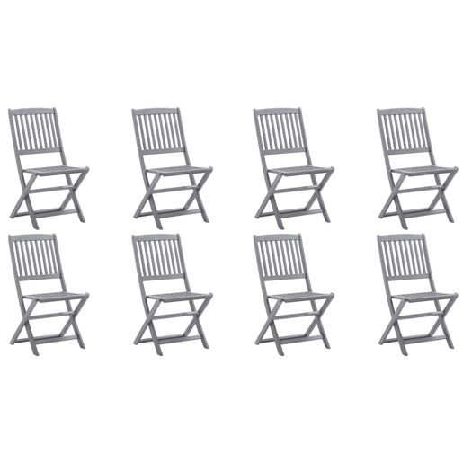 Cadeiras de exterior - Cadeiras de jardim dobráveis 8pcs c almofadões acácia maciça