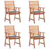 Cadeiras de jantar p jardim - Cadeiras de exterior 4 pcs c almofadões acácia maciça