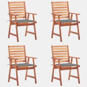 Cadeiras de jantar p jardim - Cadeiras de exterior 4 pcs c almofadões acácia maciça