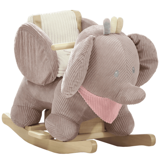 AIYAPLAY Cavalo Baloiço para Bebés com Som de Elefante e Cinto de Segurança de 3 Pontos Cavalo Brinquedo com Base em Madeira de Álamo para Crianças de 18-36 Meses 65x35x50 cm Castanho