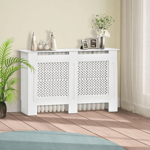 HOMCOM Cobertura de Radiador de MDF Cobertura para Radiador com Prateleira Estilo Moderno 111,5x82x19 cm Branco