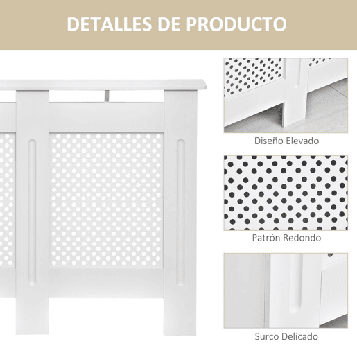 HOMCOM Cobertura de Radiador de MDF Cobertura para Radiador com Prateleira Estilo Moderno 111,5x82x19 cm Branco