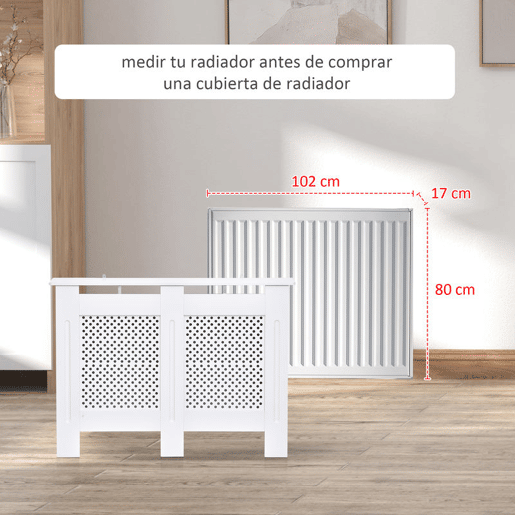 HOMCOM Cobertura de Radiador de MDF Cobertura para Radiador com Prateleira Estilo Moderno 111,5x82x19 cm Branco