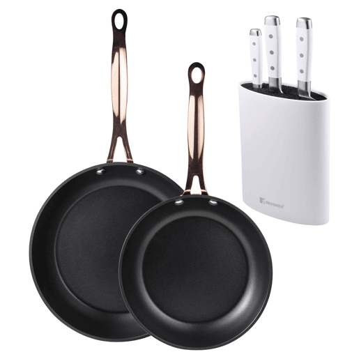 Frigideiras de indução de cobre Ø20Ø24cm e facas de cozinha