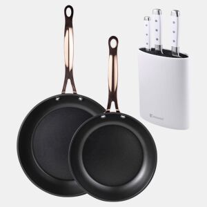 Frigideiras de indução de cobre Ø20Ø24cm e facas de cozinha