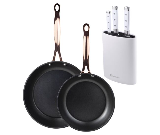 Sartenes ø20ø24cm inducción copper y cuchillos de cocina