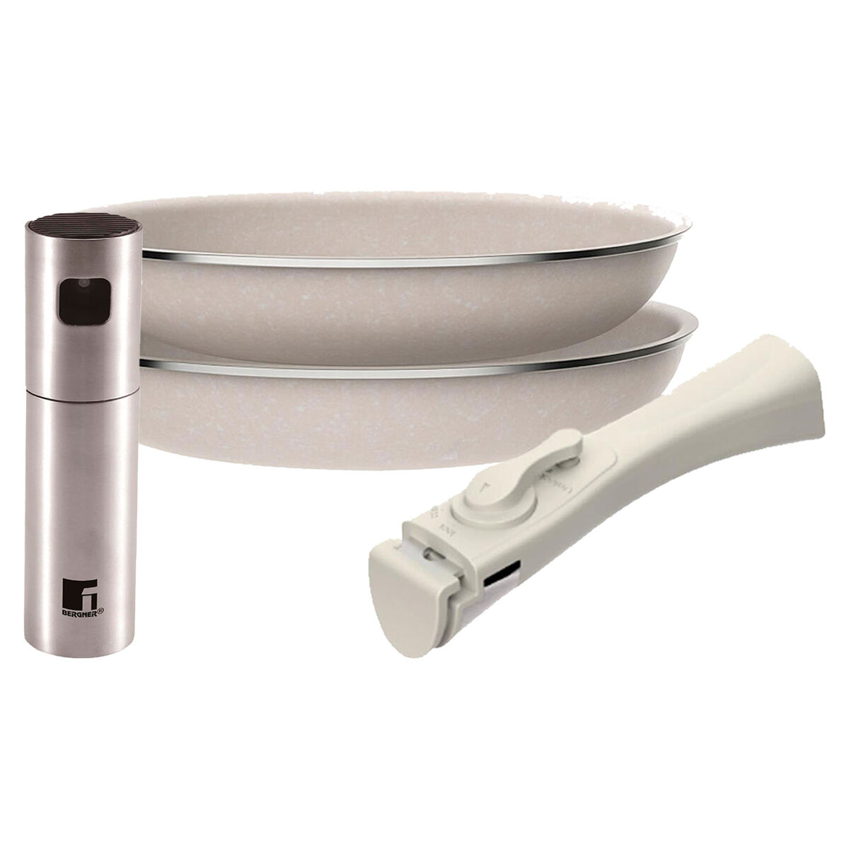 Sartenes ø24ø28cm inducción click&cook y pulverizador de aceite