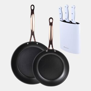 Frigideiras de indução de cobre Ø20Ø24cm e facas de cozinha