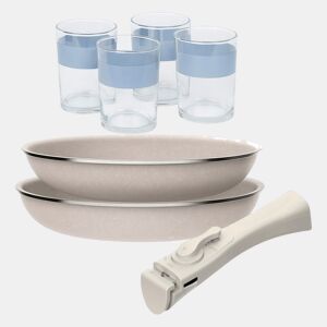 Frigideiras de indução Click&Cook Ø24Ø28cm e 4 copos de 0,5L