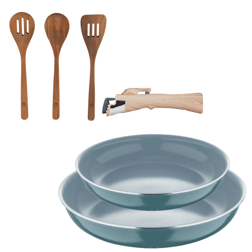 Frigideiras de indução Click&Cook Ø24Ø28cm e utensílios de cozinha