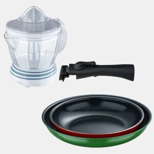 Frigideiras de indução Click&Cook Ø22Ø26cm e espremedor de 1,2L