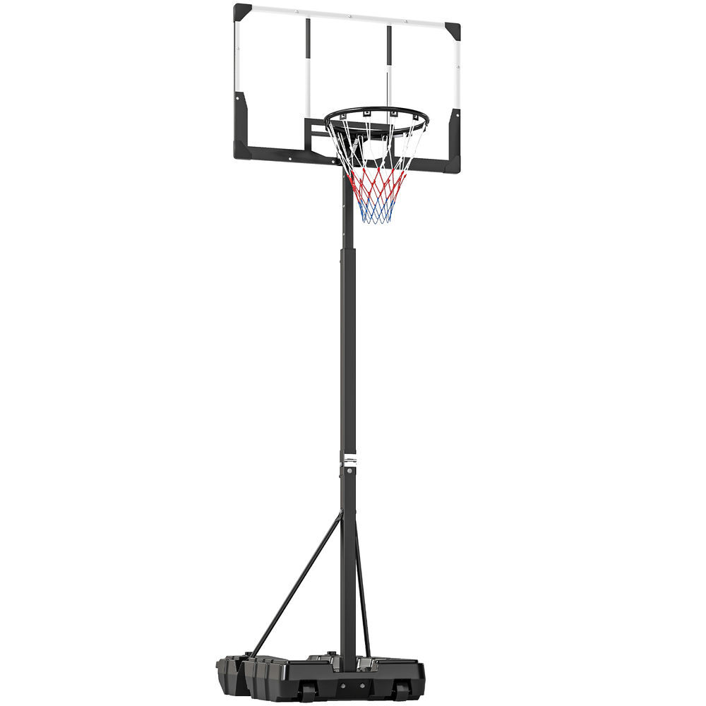 Sportnow canasta de baloncesto para exterior, altura ajustable 230-305 cm, canasta de baloncesto portátil con marco plegable, tablero irrompible, ruedas y base rellenable, para adolescentes y adultos