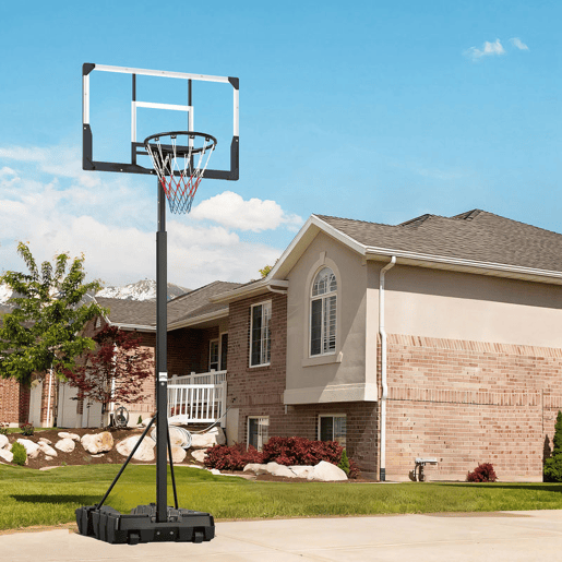 SPORTNOW Tabela de Basquetebol para Exterior com Altura Ajustável 230-305 cm Portátil com Estrutura Dobrável Painel Inquebrável Rodas e Base Preenchível para Adolescentes e Adultos 120x70x300-375 cm Preto