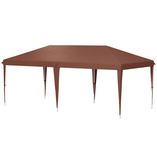Outsunny Tenda Dobrável Gazebo 6x3 m Pop-up, Toldo com Altura Ajustável em 3 Níveis, Proteção UV e Saco de Transporte para Campismo e Festas Castanho