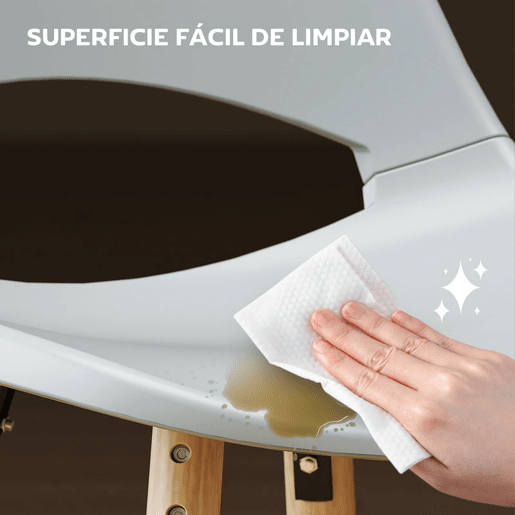 HOMCOM Conjunto de 2 Cadeiras de Jantar de Plástico Cadeiras de Cozinha Modernas com Encosto Curvado e Pés em Madeira de Borracha para Sala de Estar Quarto 47x49x84 cm Cinzento