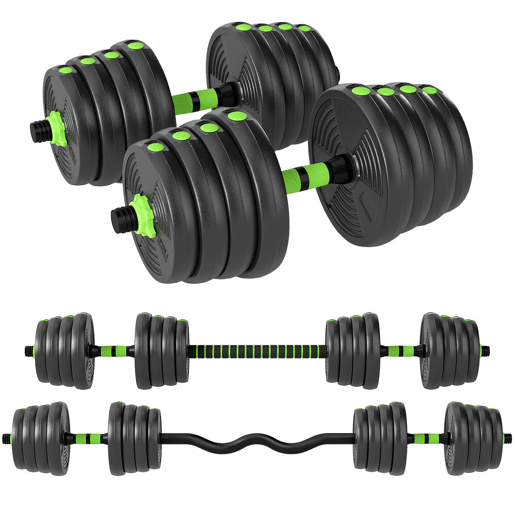 SPORTNOW Conjunto de Halteres Ajustáveis 3 em 1 30 kg Conjunto de Pesos com Barras de Conexão e Pegas Antiderrapantes Pesos e Halteres para Exercício de Fitness Ginásio em Casa